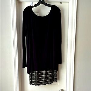 Bailey44 long sleeve black dress perforated faux leather - never worn!